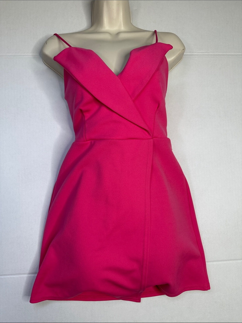 PrettyLittleThing Hot Pink Spaghetti-Strap Mini Dress